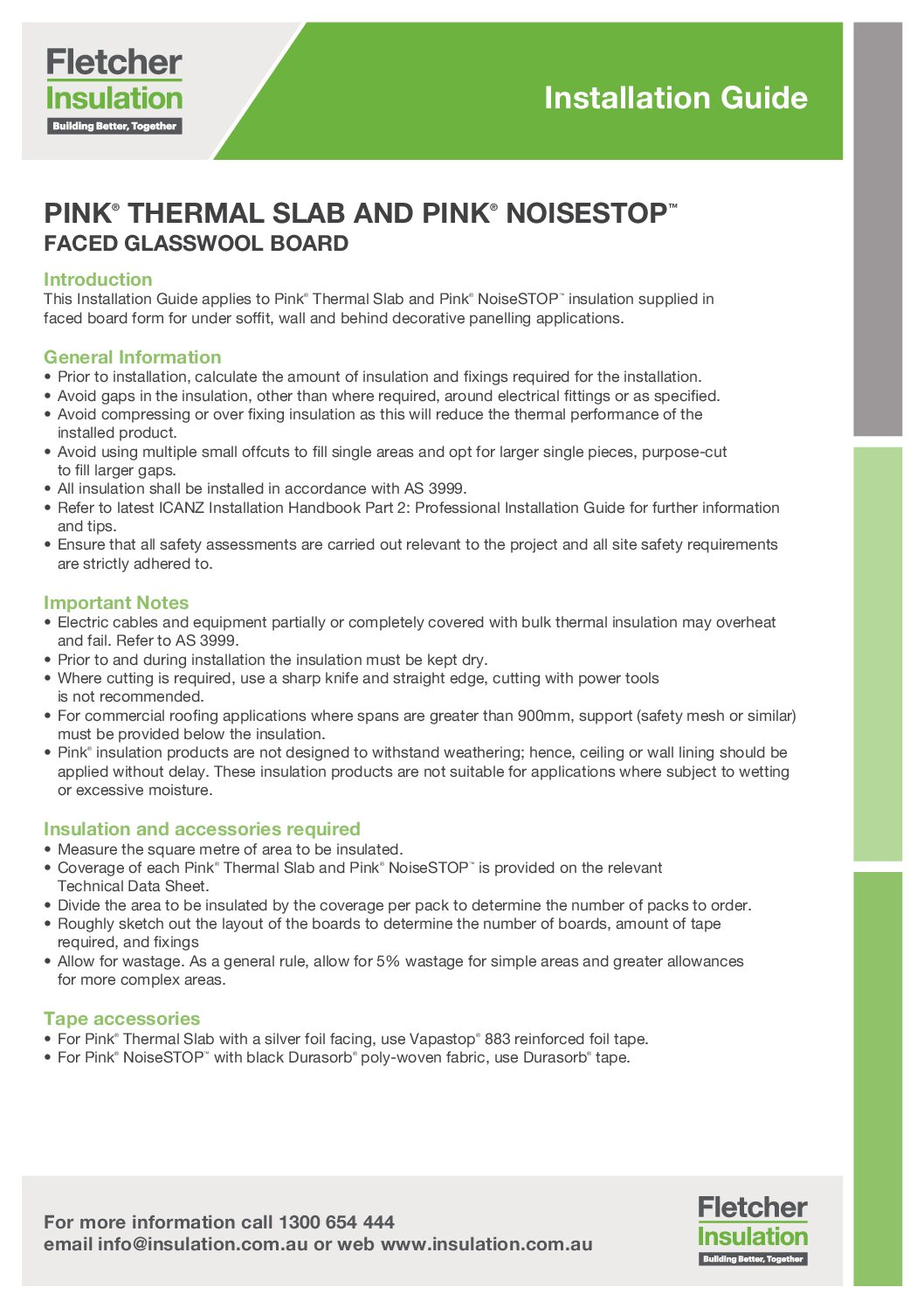 Installation Guide – Pink® Thermal Slab and Pink® Noisestop™