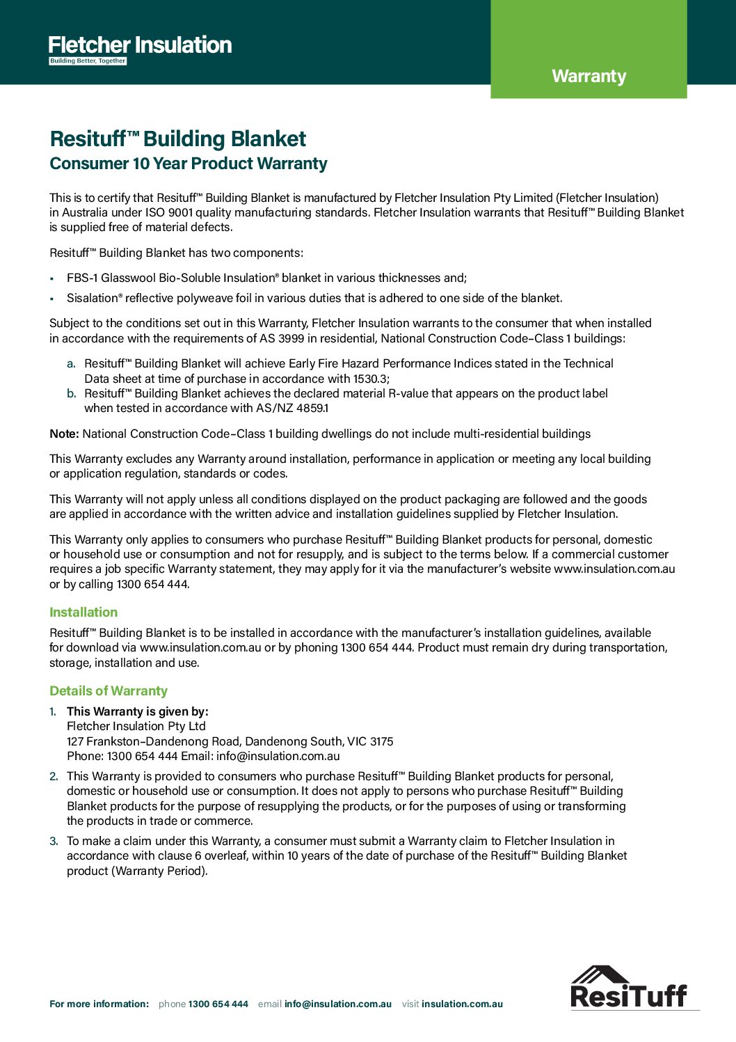 Consumer 10YR Warranty – Resituff™