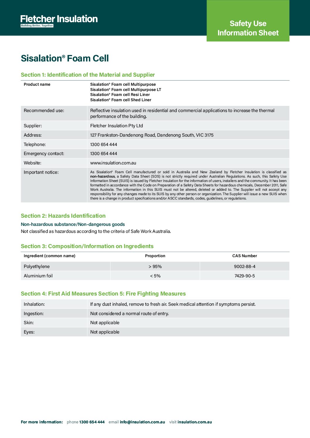 SUIS – Sisalation® Foam Cell