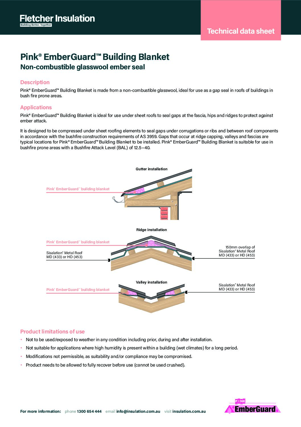 Technical Data Sheet – Pink® Emberguard™ Building Blanket