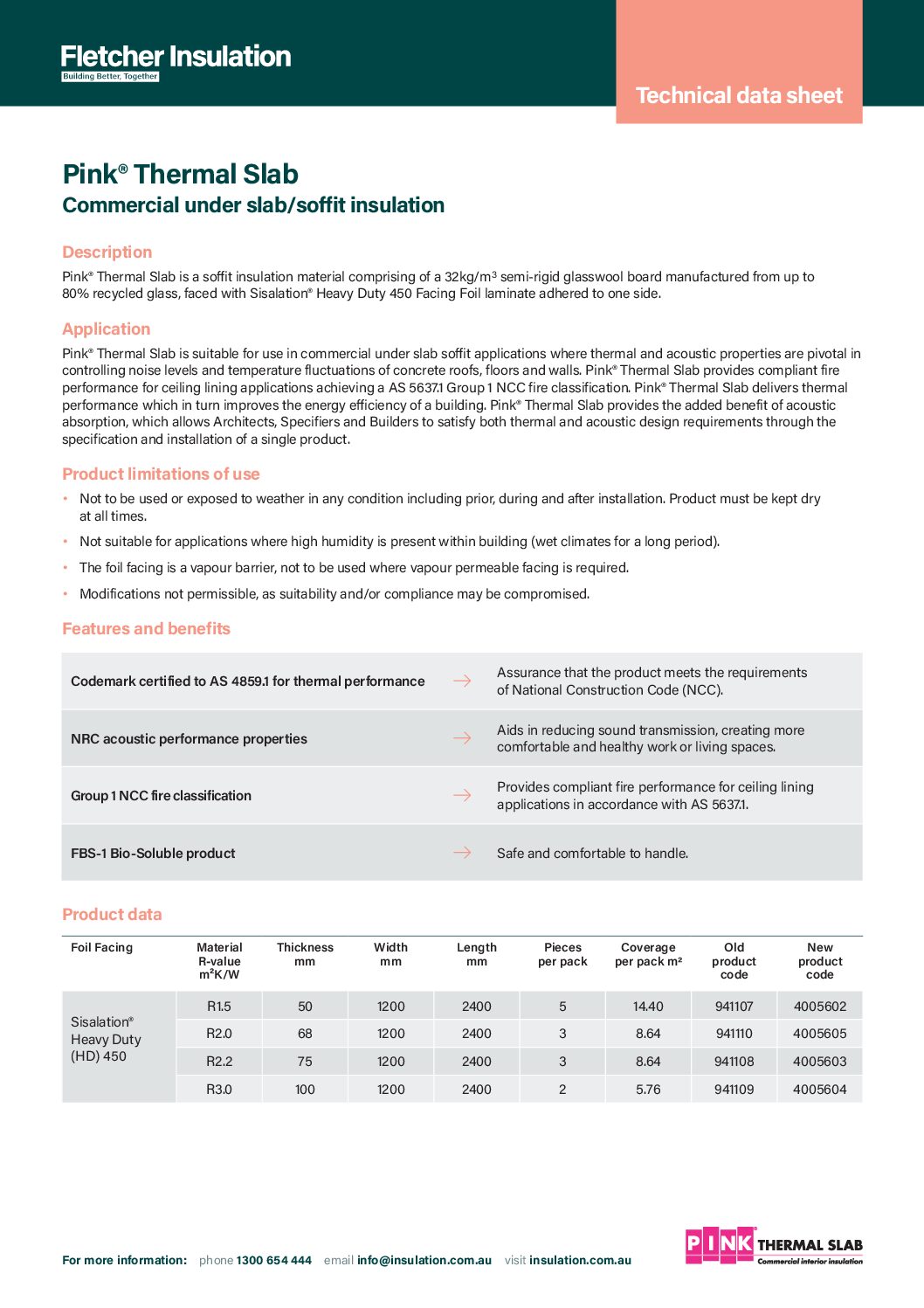 Technical Data Sheet – Pink® Thermal Slab