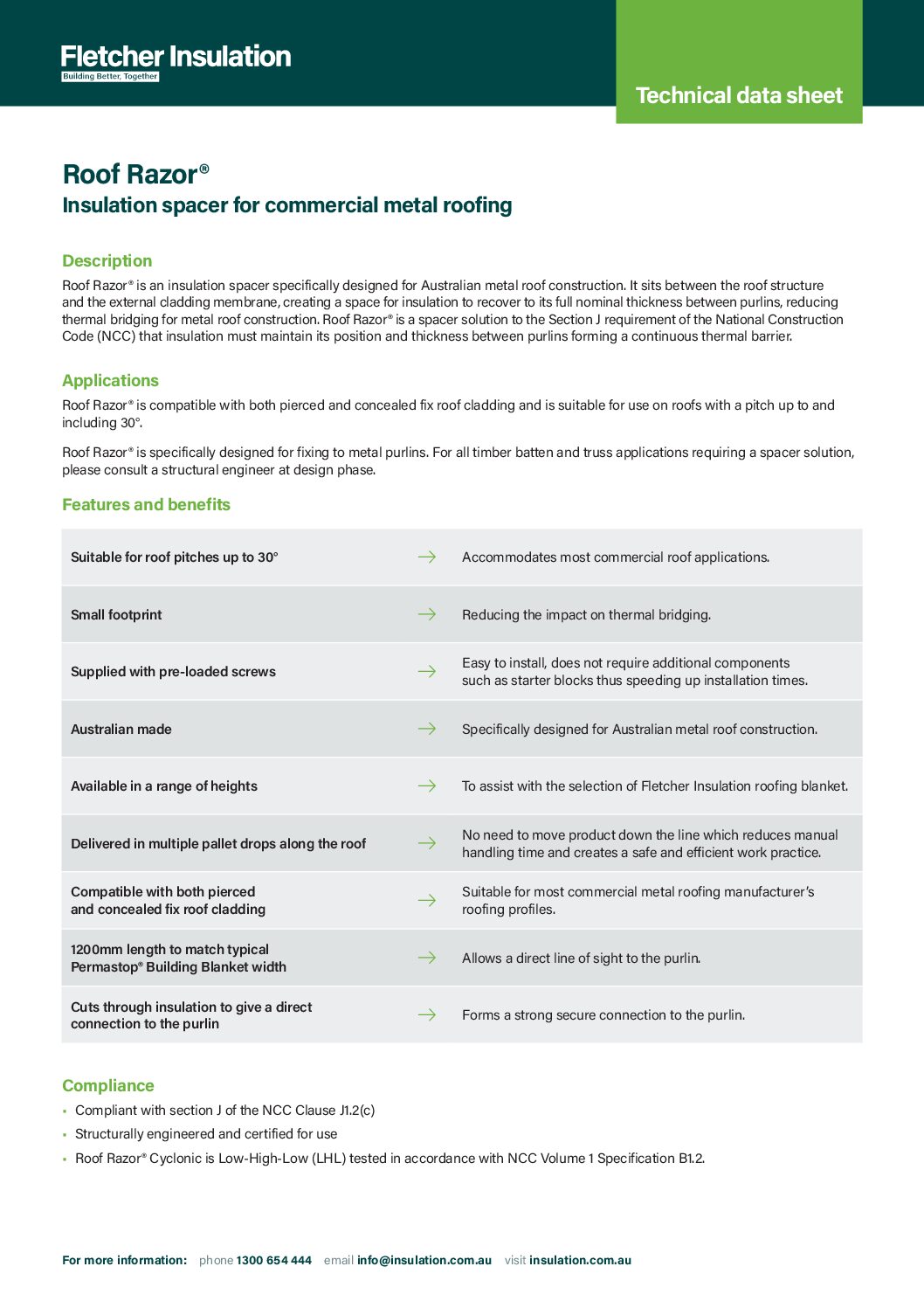 Technical Data Sheet – Roof Razor® Insulation Spacer