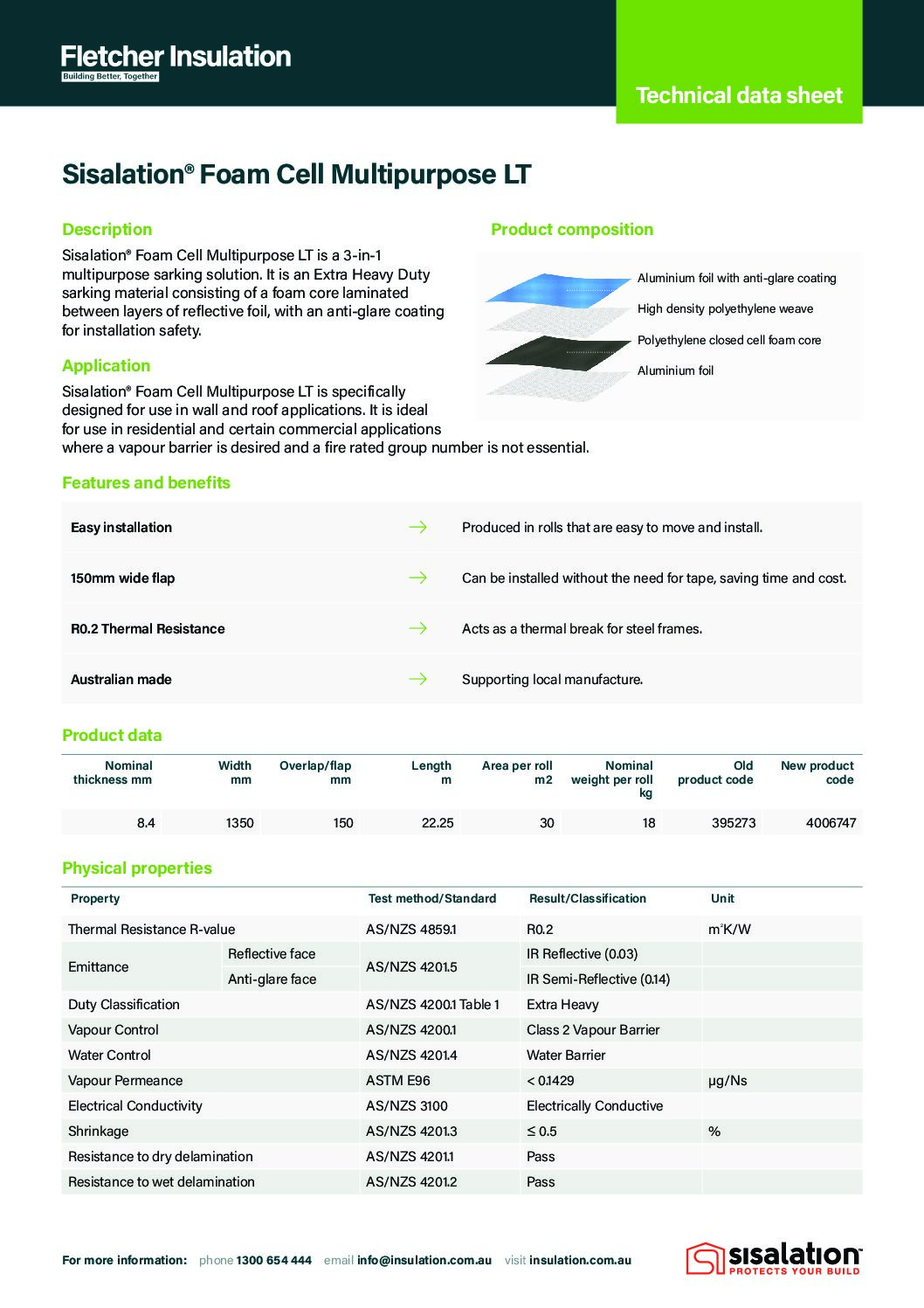 Technical Data Sheet – Sisalation® Foam Cell Multipurpose LT